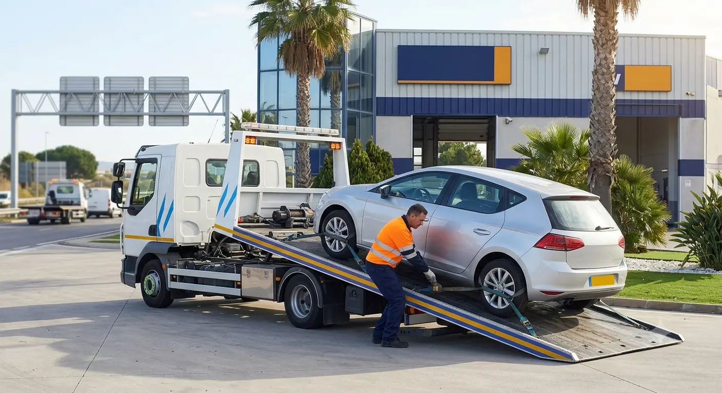 Vehículo sin ITV transportado legalmente en camión